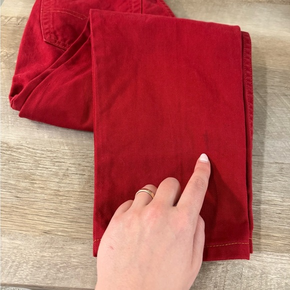 Ikeda Vintage 90s Red Mom Jeans Size 28 High Straight Denim Button Fly Rare - Picture 11 of 11